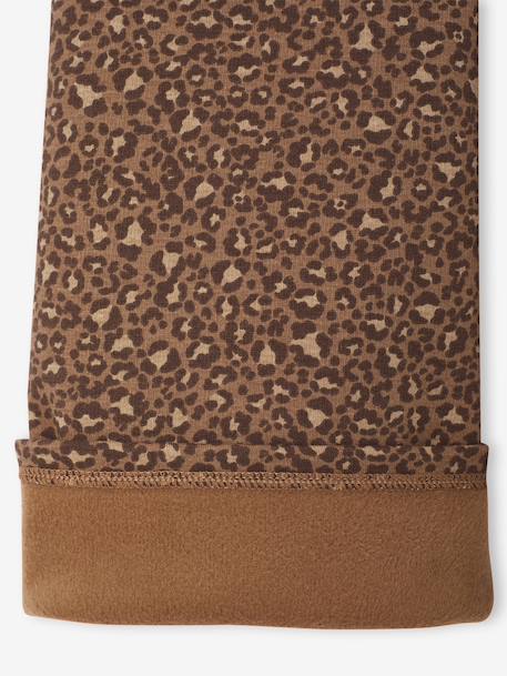 Wijde fleece legging voor meisjes bruin, bedrukt+marineblauw+vanille - vertbaudet enfant 