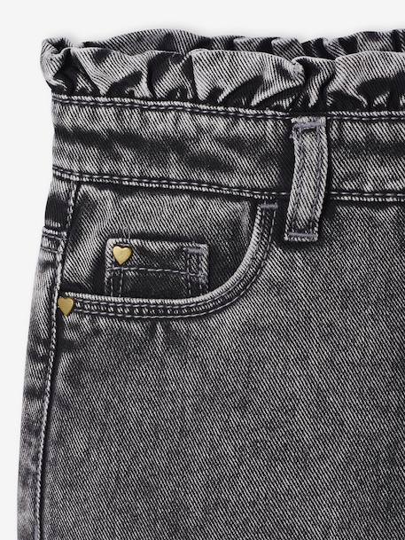 Mom jeans met hartjeszakken op de achterkant Meisje denimgrijs+grijs+stone - vertbaudet enfant 