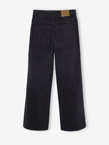 Wijde broek van ribfluweel voor meisjes JONEN antraciet+ecru - vertbaudet enfant 