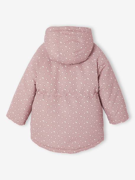 Parka met capuchon 3 in 1 meisjes parka + gewatteerde jas marineblauw+rozenhout - vertbaudet enfant 