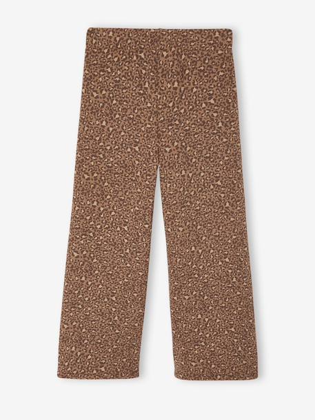 Wijde fleece legging voor meisjes bruin, bedrukt+marineblauw+vanille - vertbaudet enfant 