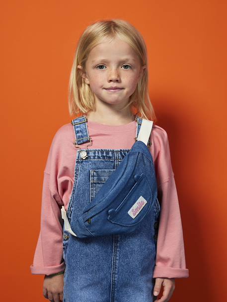 Fluwelen heuptas met kat voor meisjes bleekblauw+double stone+pruim+rouge+vanille - vertbaudet enfant 
