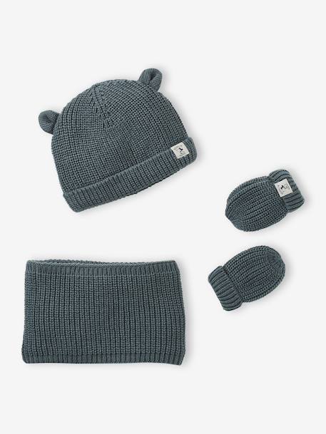 Babyset muts, snood en wanten baby groen - vertbaudet enfant 