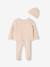 3-delige babyset met gebreid vestje + broek + muts gemêleerd grijs+rozen - vertbaudet enfant 