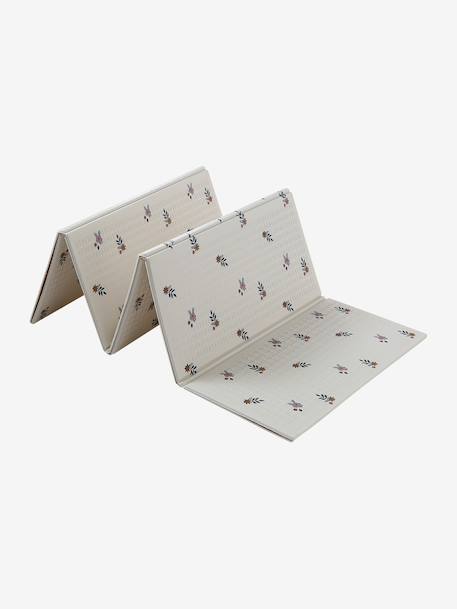 Waterdichte mat voor motoriek beige+ecru+groen+rozen - vertbaudet enfant 