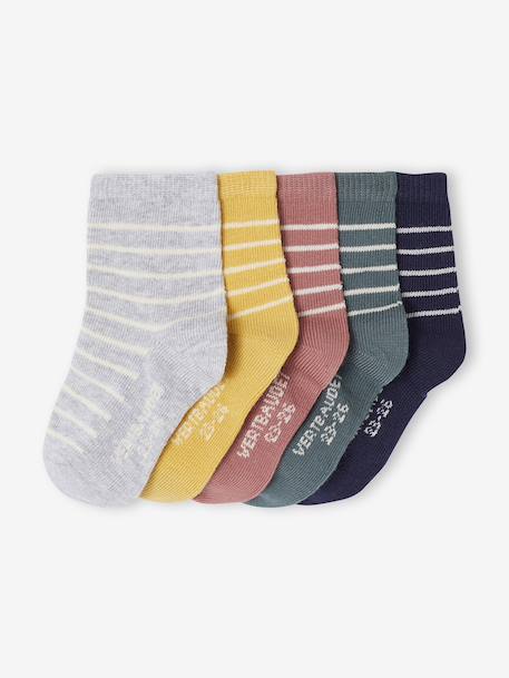 Set van 5 paar sokken voor babyjongens marineblauw - vertbaudet enfant 