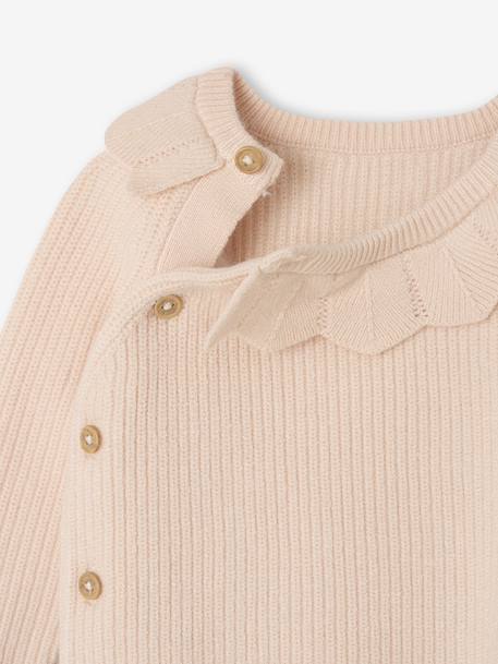 3-delige babyset met gebreid vestje + broek + muts gemêleerd grijs+rozen - vertbaudet enfant 