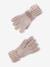 Jacquard babyset muts + snood + wanten/handschoenen voor meisjes ecru+rozen - vertbaudet enfant 