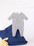 Baby pyjama in fluweel / velours met PETIT BATEAU print op de kraag marineblauw - vertbaudet enfant 