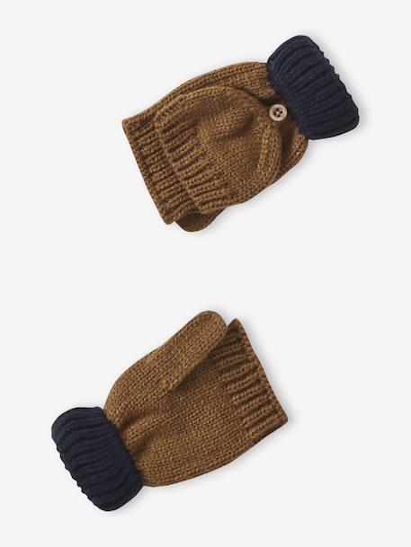 Gedraaide jongens babyset muts + snood + wanten/handschoenen okergeel - vertbaudet enfant 