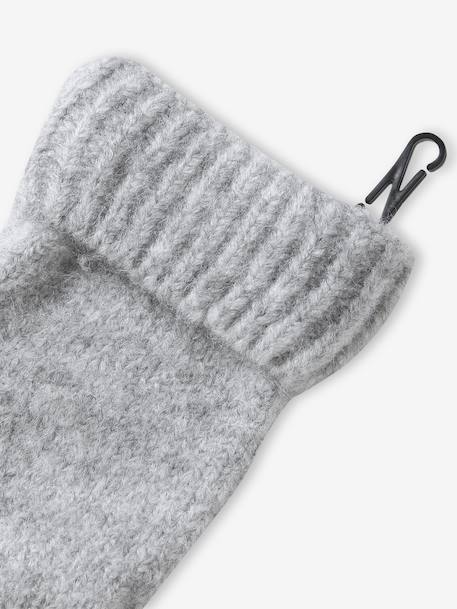 Set van muts + snood + wanten in kabelbreiwerk gemêleerd grijs+ROZE - vertbaudet enfant 