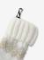 Jacquard babyset muts + snood + wanten/handschoenen voor meisjes ecru+rozen - vertbaudet enfant 