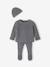 3-delige babyset met gebreid vestje + broek + muts gemêleerd grijs+rozen - vertbaudet enfant 
