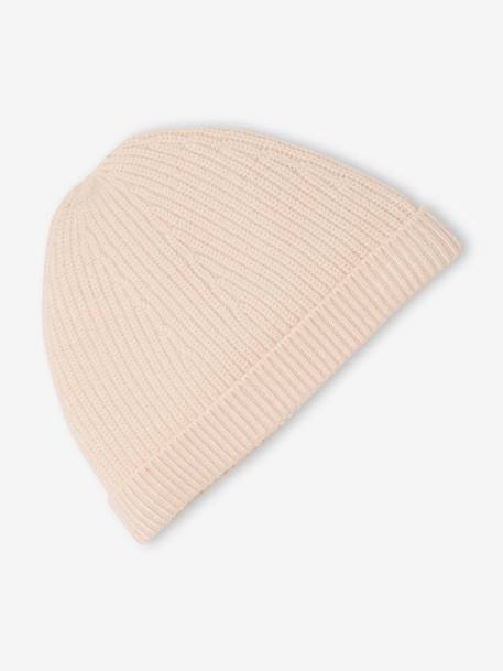 3-delige babyset met gebreid vestje + broek + muts gemêleerd grijs+rozen - vertbaudet enfant 