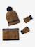 Gedraaide jongens babyset muts + snood + wanten/handschoenen okergeel - vertbaudet enfant 