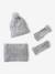 Set van muts + snood + wanten in kabelbreiwerk gemêleerd grijs+ROZE - vertbaudet enfant 