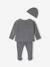 3-delige babyset met gebreid vestje + broek + muts gemêleerd grijs+rozen - vertbaudet enfant 