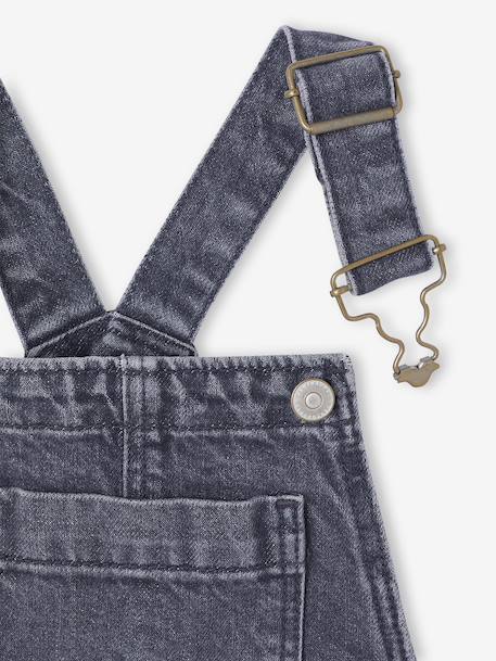 Wijde salopet van jeans voor meisjes denimgrijs+middenblauw+stone+zwart denim - vertbaudet enfant 