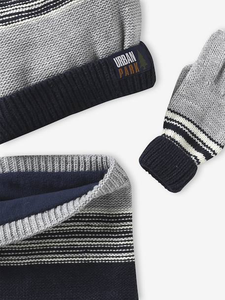 Kerstset muts Urban Park + snood + wanten/handschoenen jongen gemêleerd grijs - vertbaudet enfant 