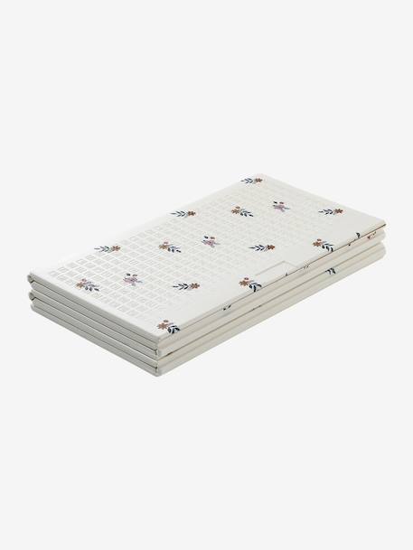 Waterdichte mat voor motoriek beige+ecru+groen+rozen - vertbaudet enfant 