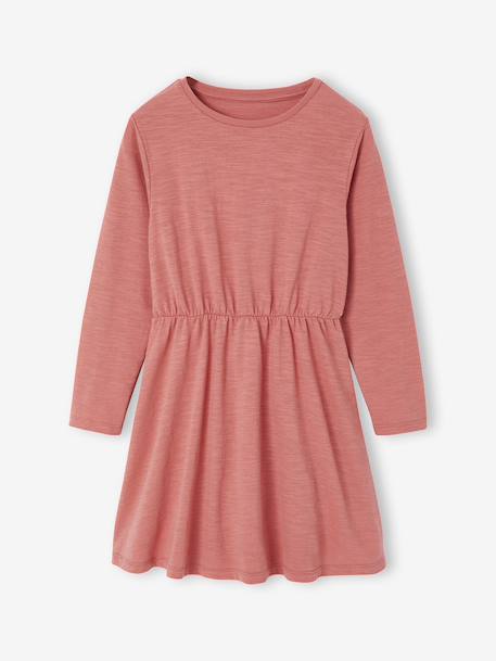 Set met jurk en gewatteerd vest voor meisjes antraciet+rozenhout - vertbaudet enfant 