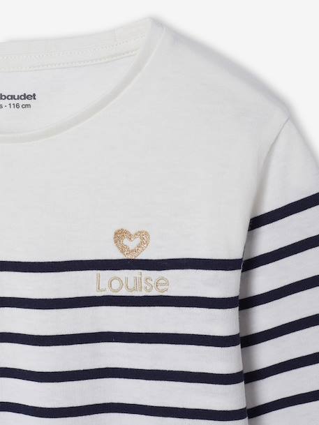 T-shirt met lange mouwen voor meisjes blauw, gestreept+pruim+saliegroen - vertbaudet enfant 