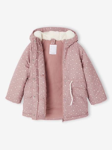 Parka met capuchon 3 in 1 meisjes parka + gewatteerde jas marineblauw+rozenhout - vertbaudet enfant 