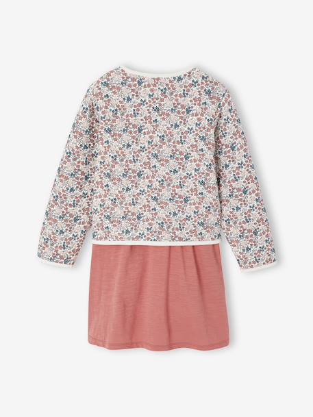 Set met jurk en gewatteerd vest voor meisjes antraciet+rozenhout - vertbaudet enfant 