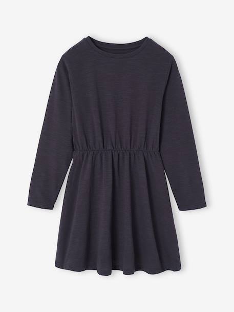 Set met jurk en gewatteerd vest voor meisjes antraciet+rozenhout - vertbaudet enfant 
