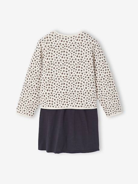 Set met jurk en gewatteerd vest voor meisjes antraciet+rozenhout - vertbaudet enfant 