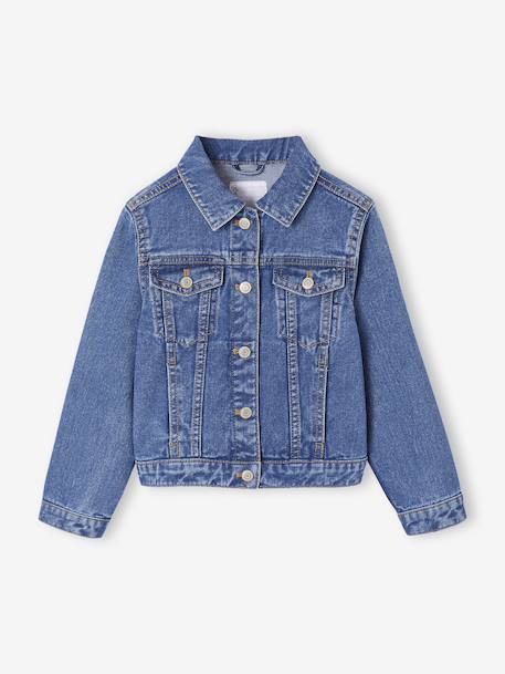 Jeansjas voor meisjes lichtblauw+middenblauw - vertbaudet enfant 