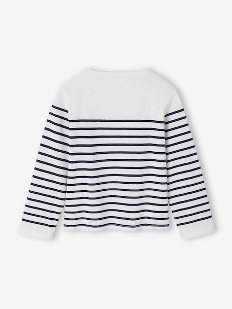 T-shirt met lange mouwen voor meisjes blauw, gestreept+pruim+saliegroen - vertbaudet enfant 