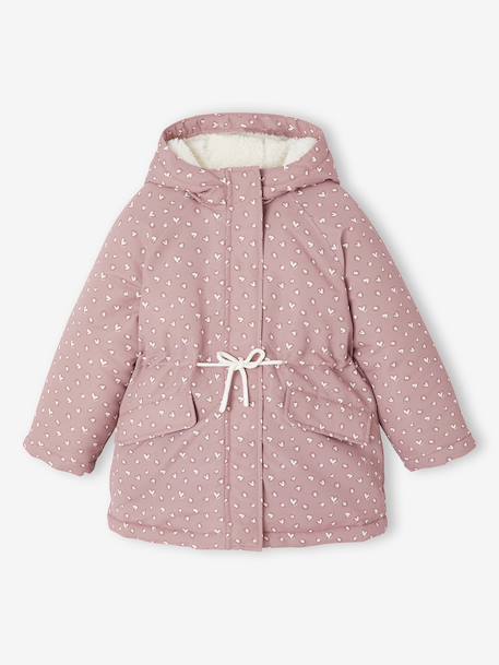 Parka met capuchon 3 in 1 meisjes parka + gewatteerde jas marineblauw+rozenhout - vertbaudet enfant 