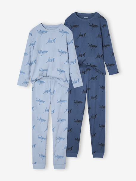 Set van 2 jongenspyjama's Haai marineblauw - vertbaudet enfant 