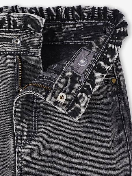 Mom jeans met hartjeszakken op de achterkant Meisje denimgrijs+grijs+stone - vertbaudet enfant 