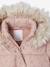 Donsjack met capuchon voor meisjes met fleece voering antraciet+goud+roze (poederkleur) - vertbaudet enfant 