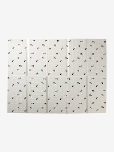 Waterdichte mat voor motoriek beige+ecru+groen+rozen - vertbaudet enfant 