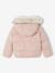 Donsjack met capuchon voor meisjes met fleece voering antraciet+goud+roze (poederkleur) - vertbaudet enfant 