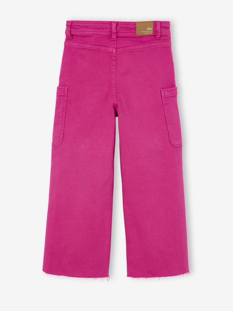 Wijde cargobroek voor meisjes fuchsia - vertbaudet enfant 