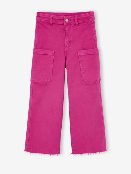 Wijde cargobroek voor meisjes fuchsia - vertbaudet enfant 
