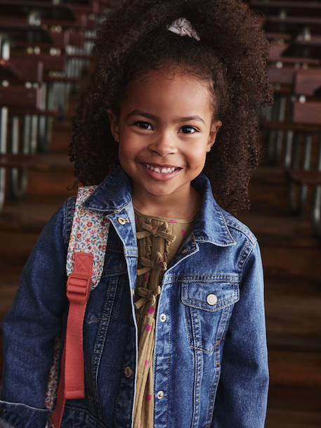 Jeansjas voor meisjes lichtblauw+middenblauw - vertbaudet enfant 