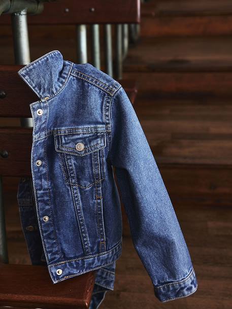 Jeansjas voor meisjes lichtblauw+middenblauw - vertbaudet enfant 