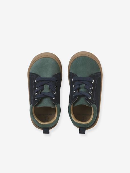 Leren babylaarsjes met veters voor de eerste stapjes blauw+kaki+kameel+marineblauw+veel blauw - vertbaudet enfant 