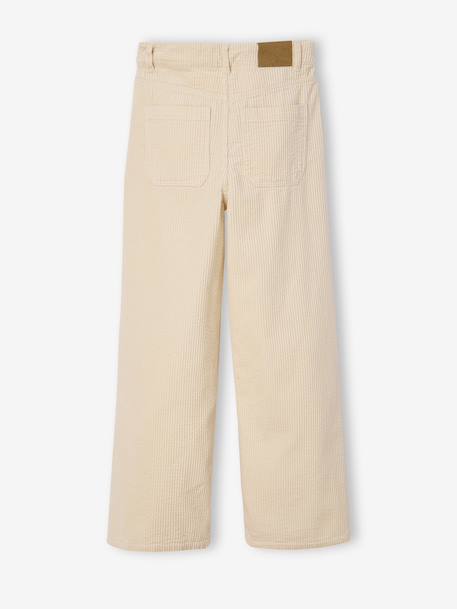 Wijde broek van ribfluweel voor meisjes JONEN antraciet+ecru - vertbaudet enfant 