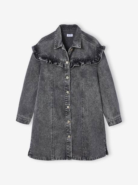Jeansjurk met ruches JONEN denimgrijs - vertbaudet enfant 