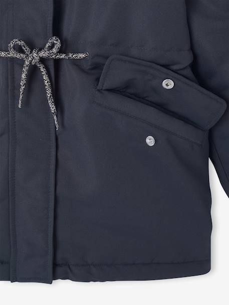 Parka met capuchon 3 in 1 meisjes parka + gewatteerde jas marineblauw+rozenhout - vertbaudet enfant 