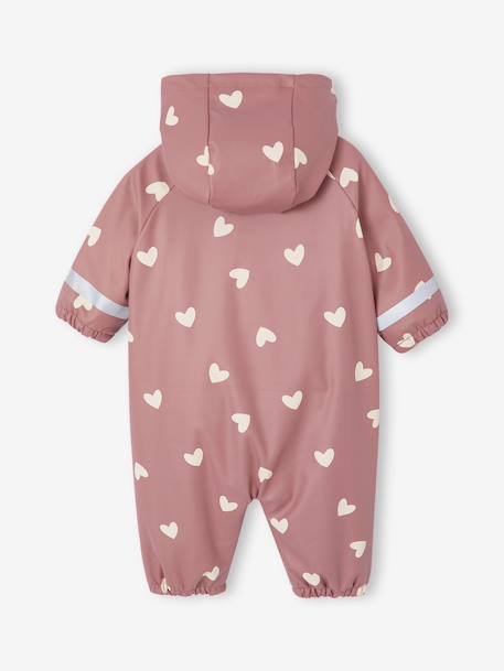Bedrukte regenjas met capuchon voor baby's, gevoerd met fleece oudroze - vertbaudet enfant 