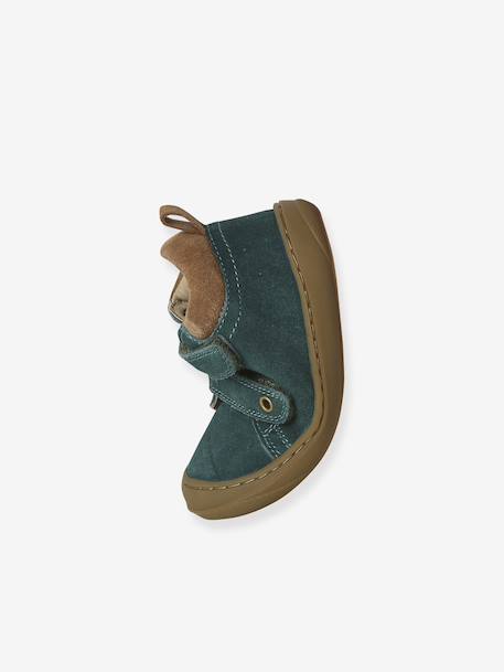 Babyslofjes van zacht leer met antislip beige+blauw+bruin+chocoladebruin+felblauw+groen+oceaanblauw+okergeel+saliegroen+veel beige+veel bruin+veel groen - vertbaudet enfant 