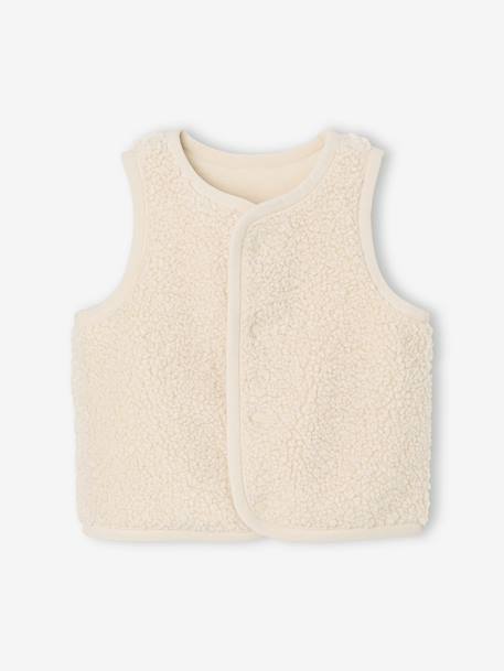 Mouwloos baby vest in imitatiebont roze (poederkleur)+vanille - vertbaudet enfant 