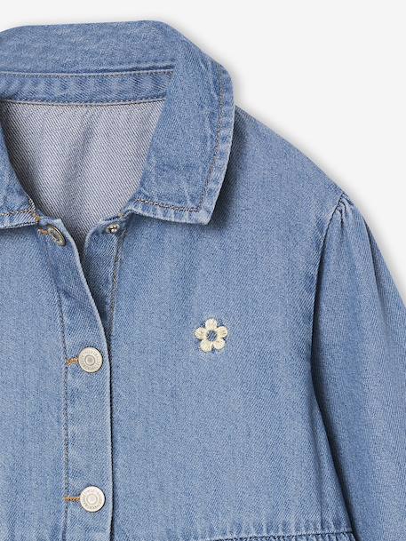Jurk van lichtgewicht denim voor meisjes denimgrijs+middenblauw - vertbaudet enfant 